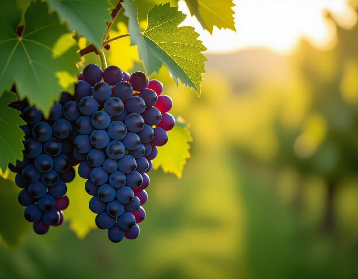Realistic Grape Tree Laden with Purple Grapes