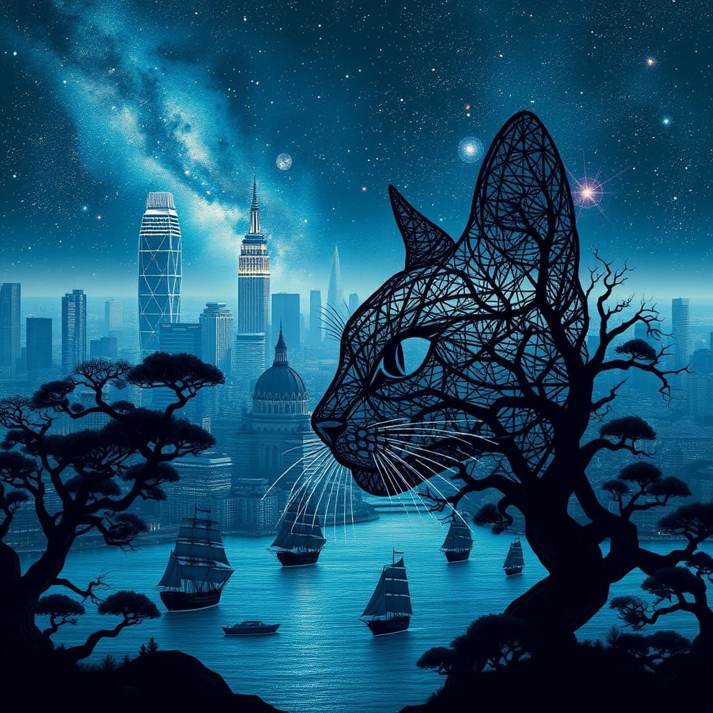 Majestic Metropolis Meets Cosmic Tapestry in Dreamlike Doubl...