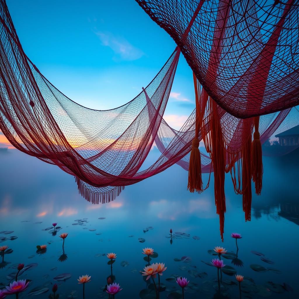 Cochin Fishing Nets at Dusk: Surreal Digital Art