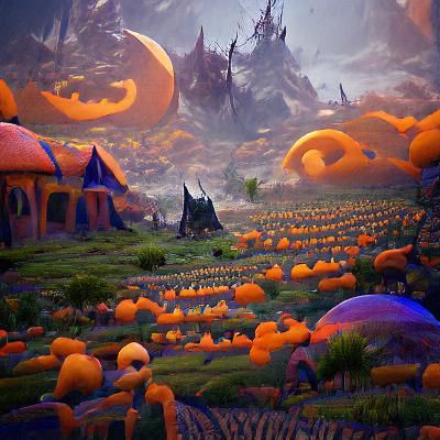 Halloween Fantasy Pumpkin Field Concept Art