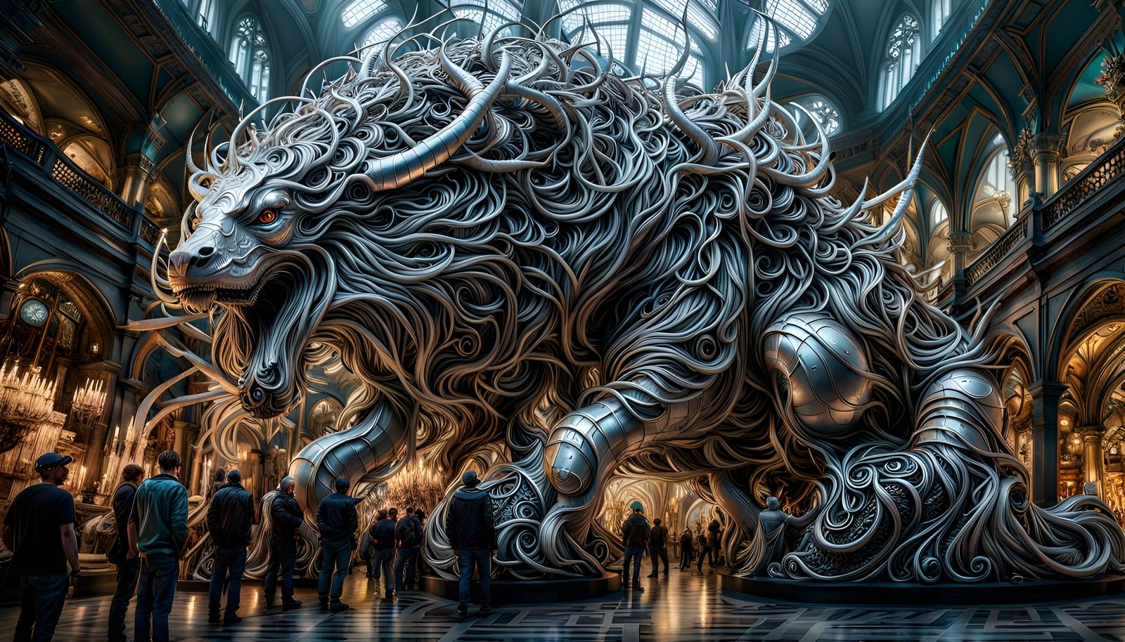 Monumental Silver Sculpture in Fantasycore Style