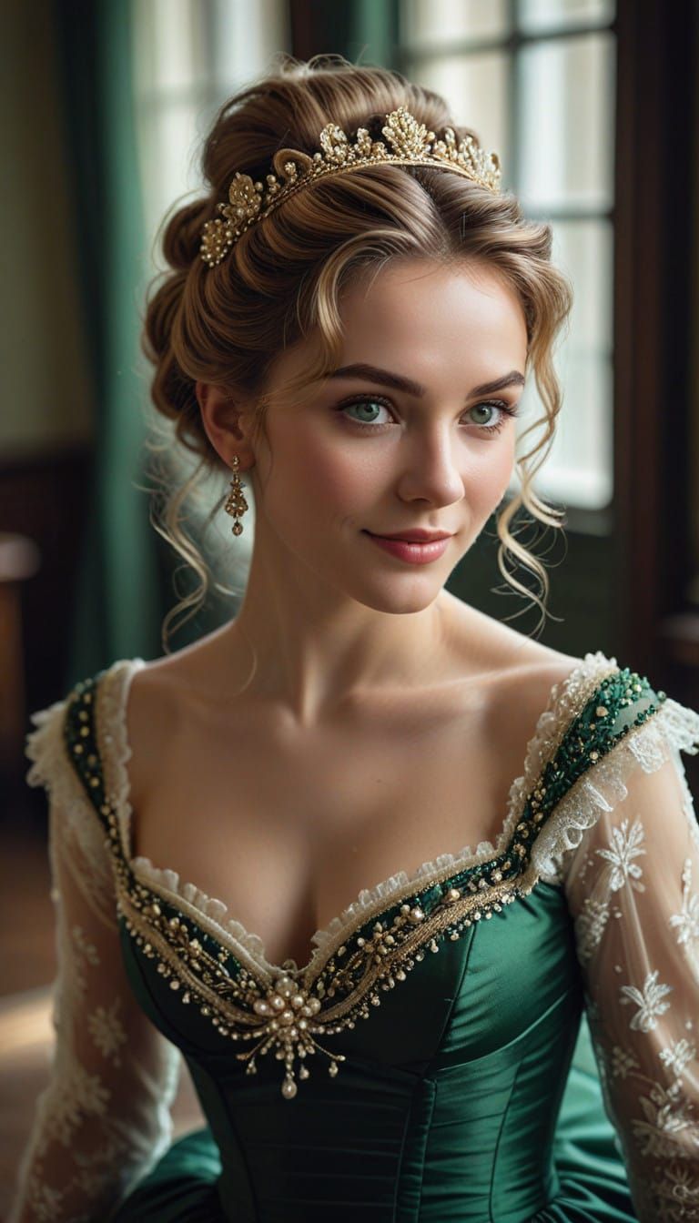 Elegant Victorian Lady Exudes Sophistication in Bridgerton-I...