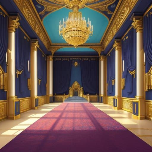 Majestic Princess in Grand Hall, Hyperrealistic Concept Art