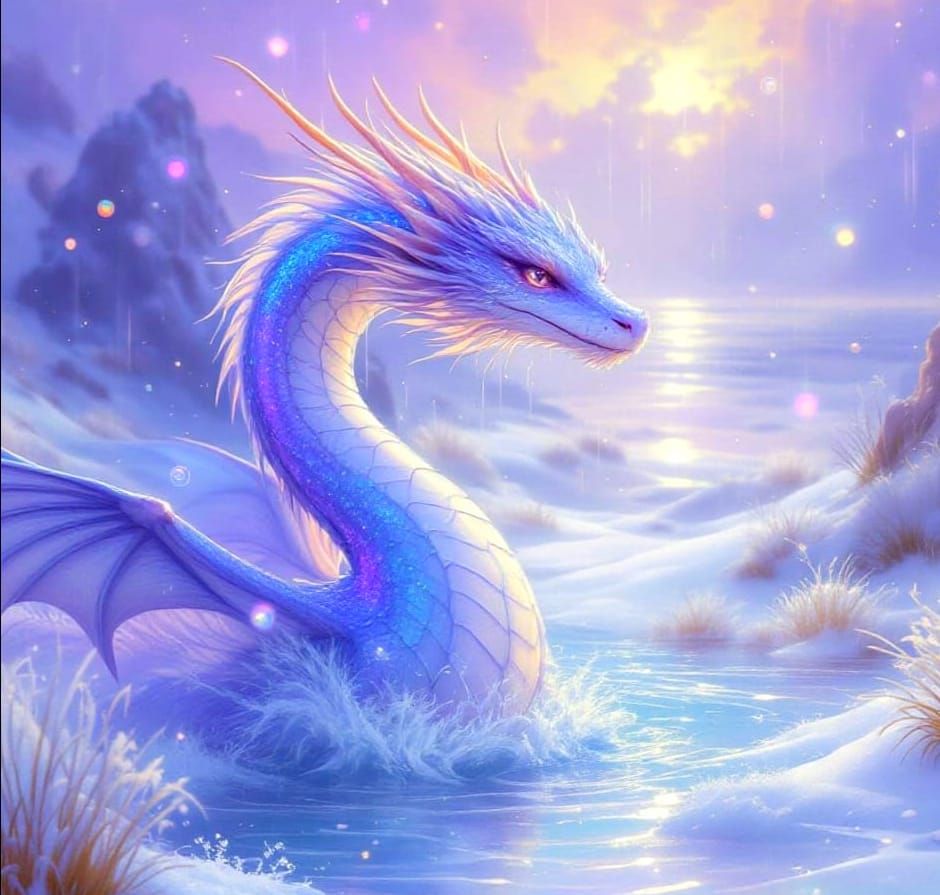 Ethereal Water Dragon Descends into Dawn Bay