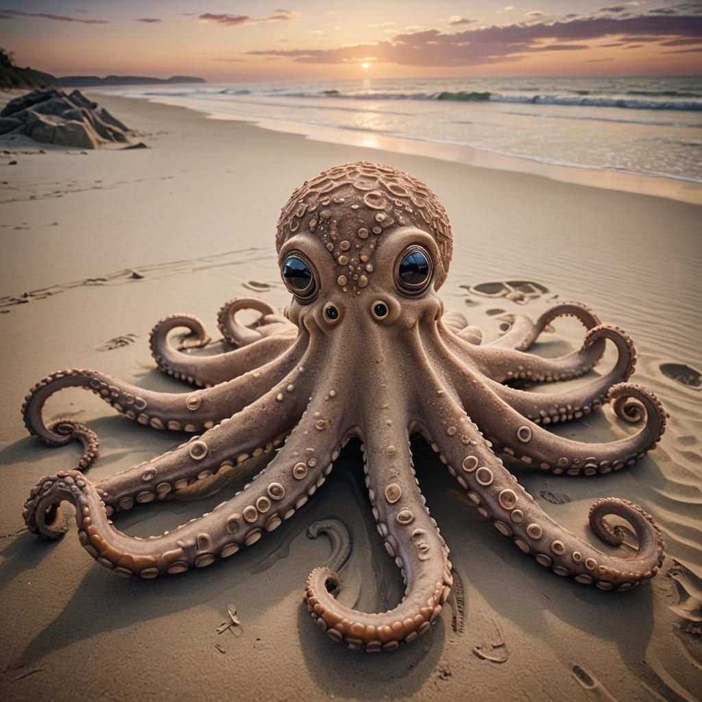 Gigantic Sand Octopus at Sunrise: Cinematic Still