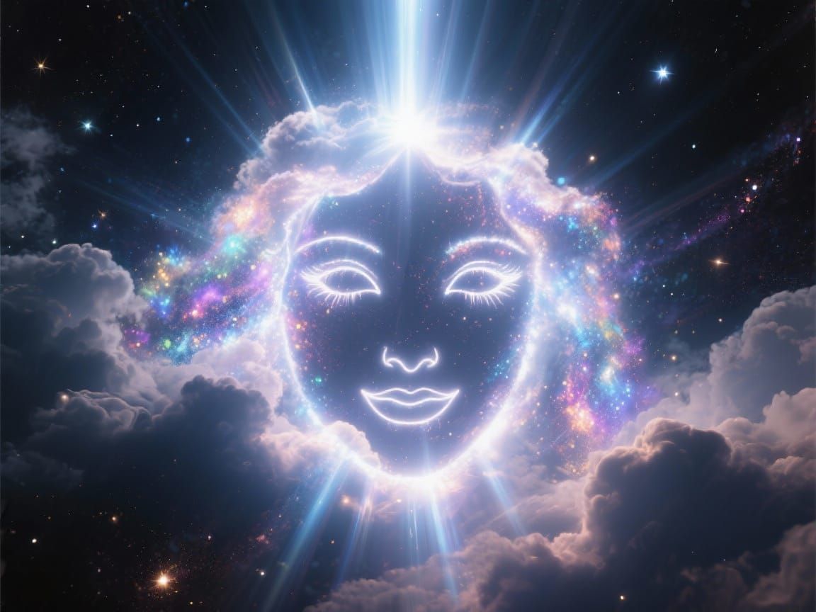 Mystical Face of Light in Cosmic Clouds