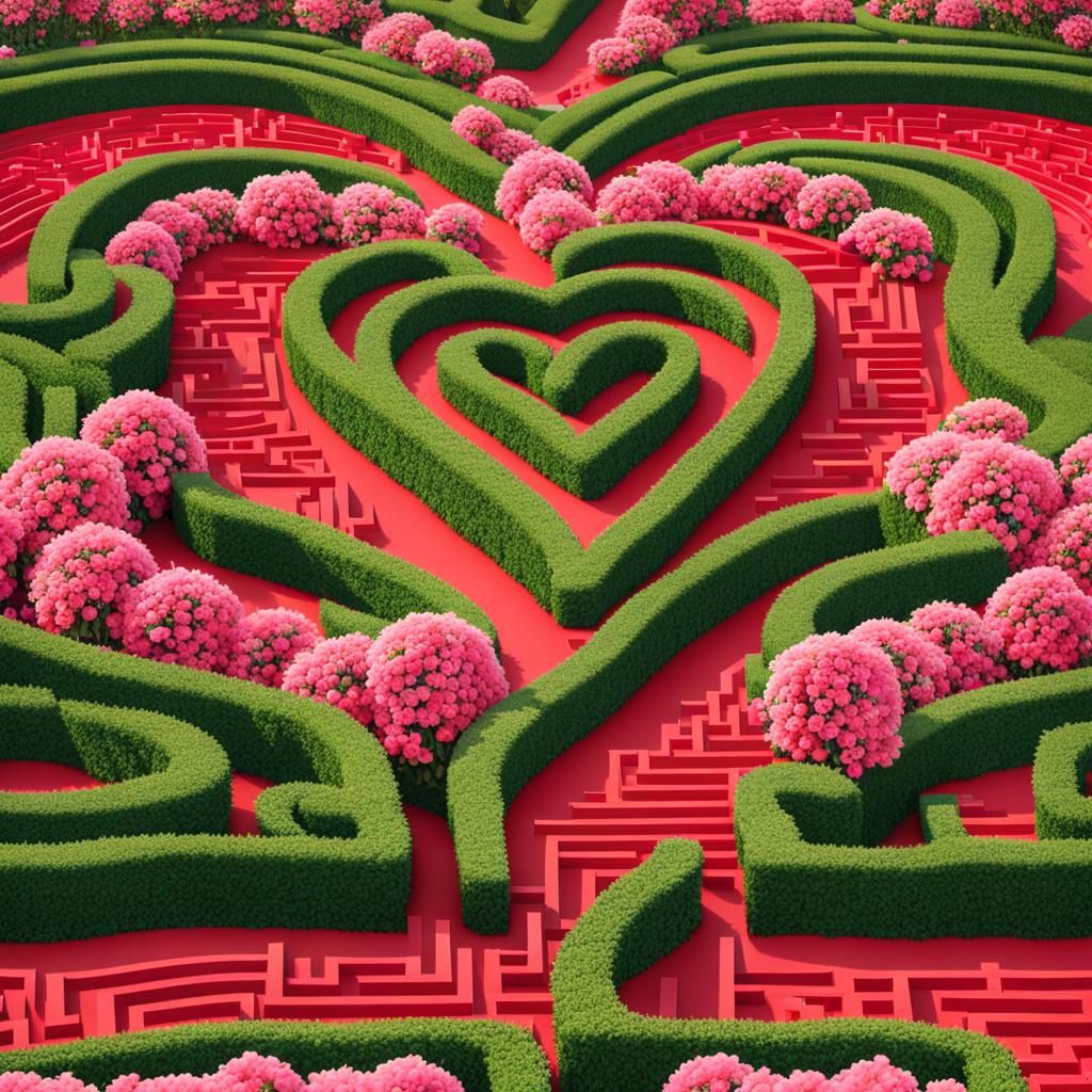 Anime Rose Garden Maze in Heart Shape