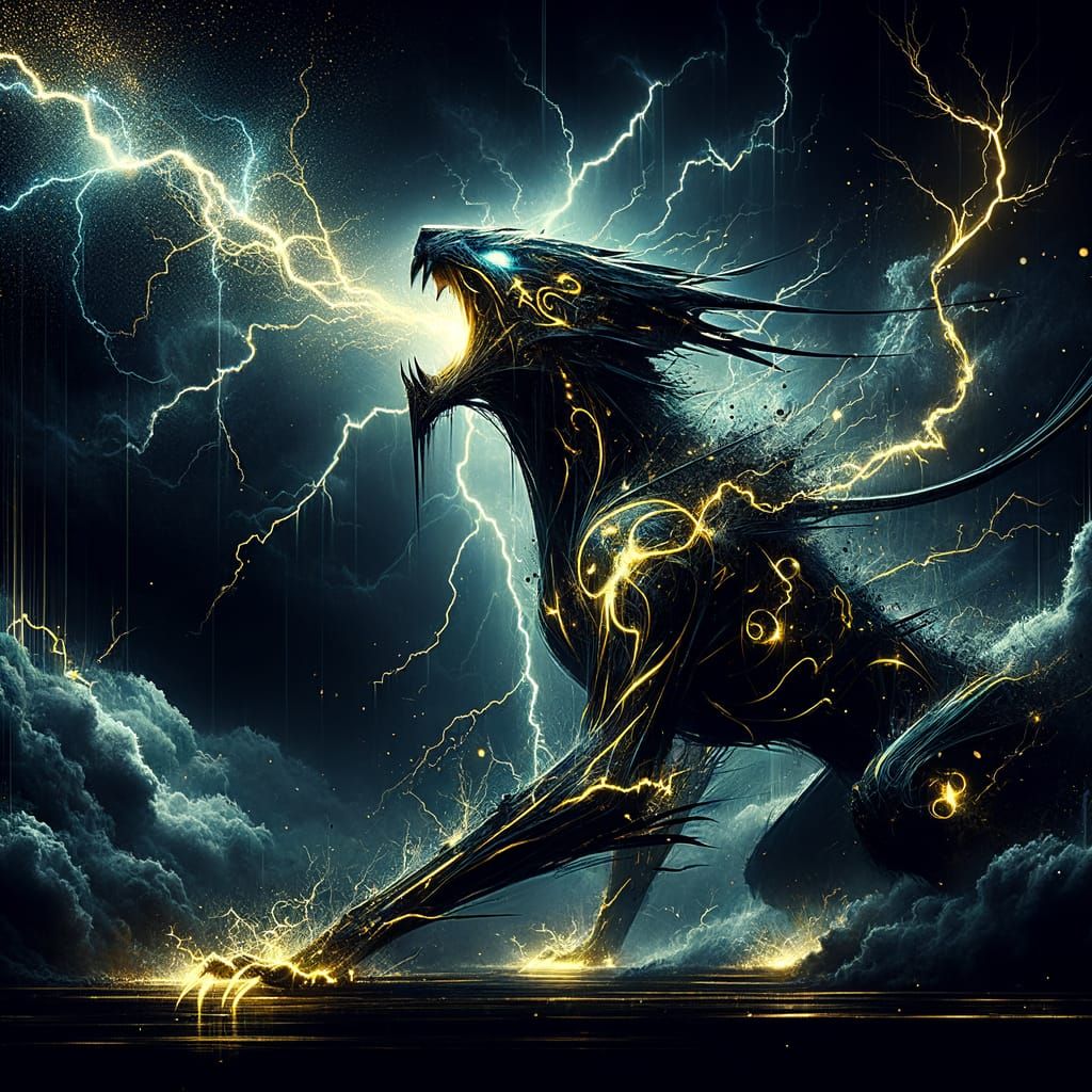 Mythical Creature Howls During Lightning Storm