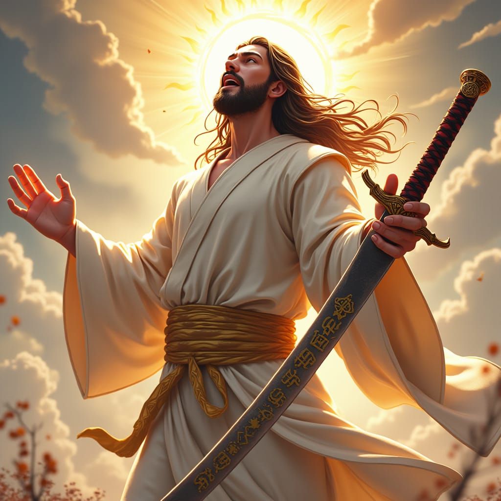 Samurai Jesus: Heroic Figure in 3D Anime Art