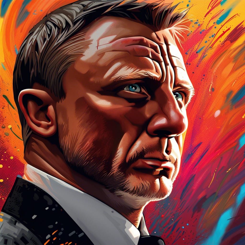 Daniel Craig as James Bond in Splash Art Style