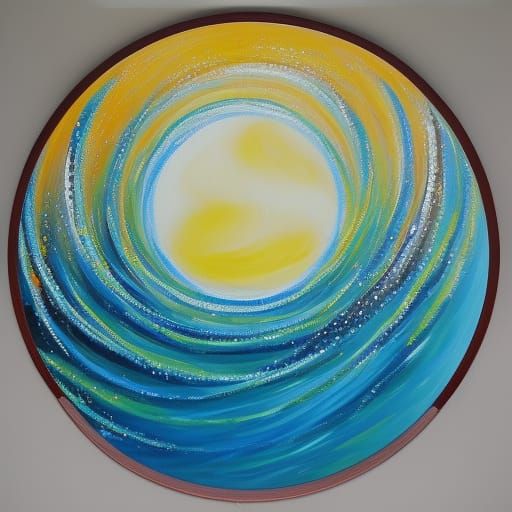 Acrylic Painting of Flowing Water with Pyrite