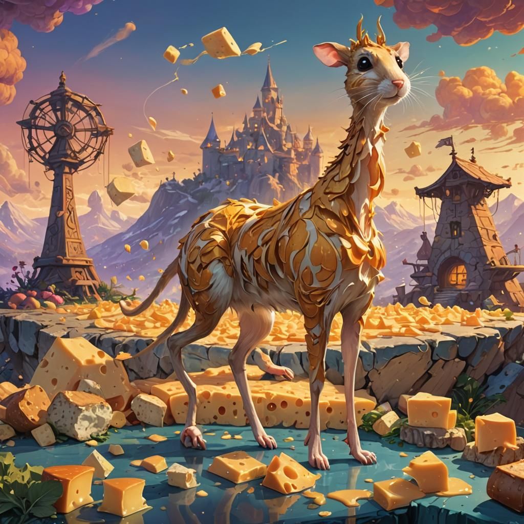 Whimsical Hamster's Cheese Feast: Concept Art