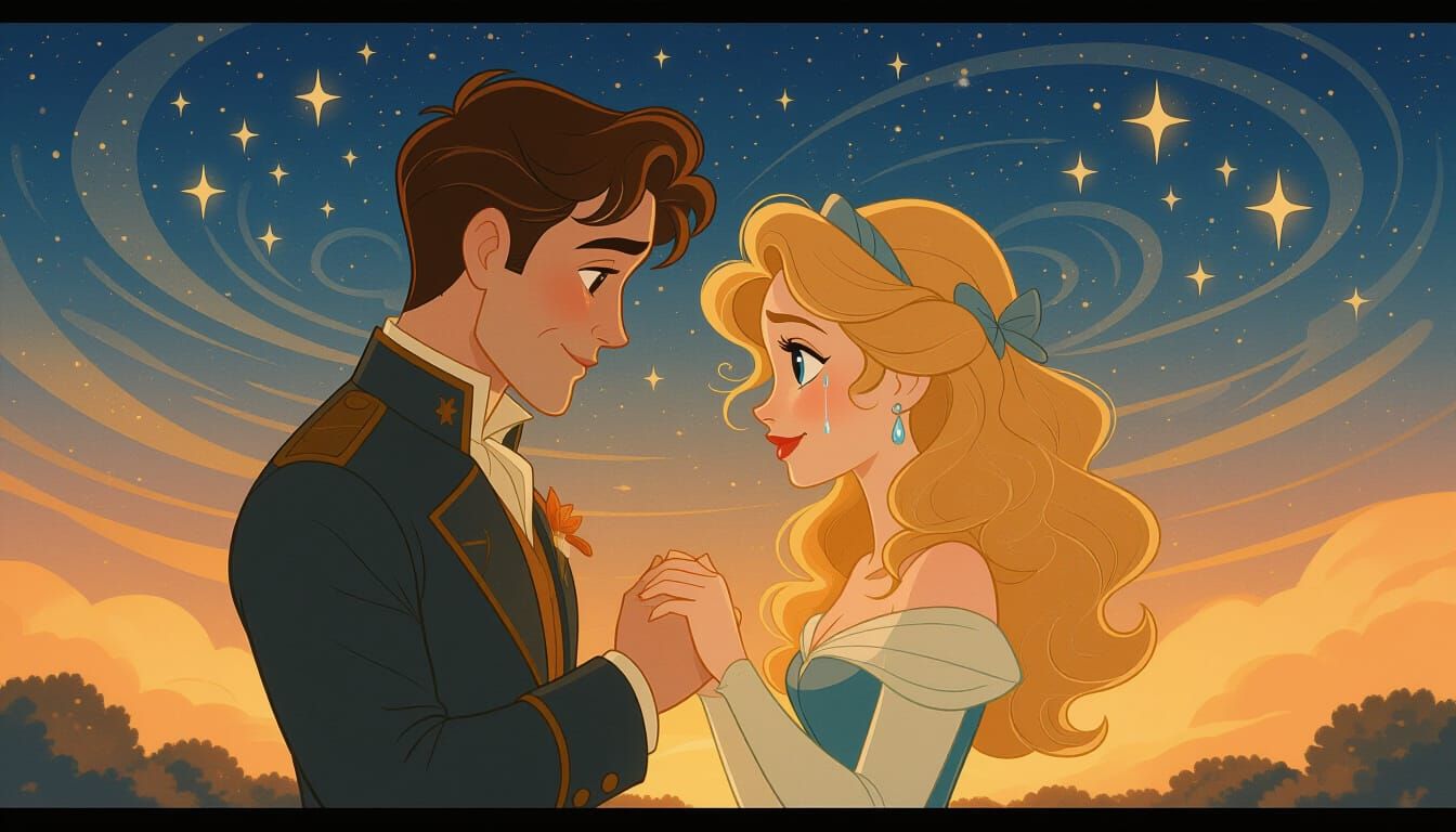 Romantic Pixar-Style Confession Under Starry Sky