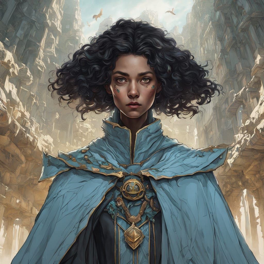 Female Verdan with Moss Green Skin in Fantasy Art