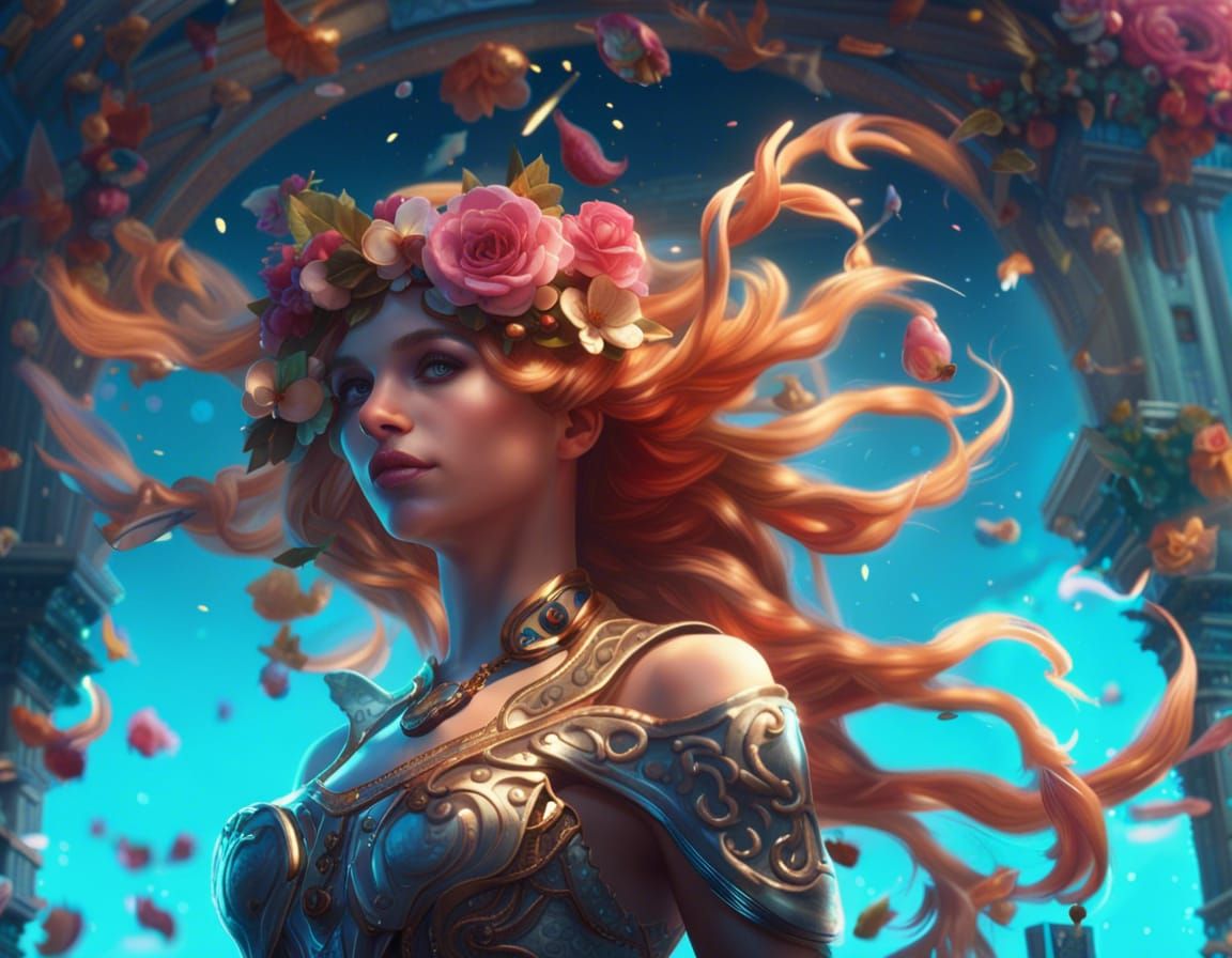 Detailed Matte Painting of Aphrodite in Deep Color