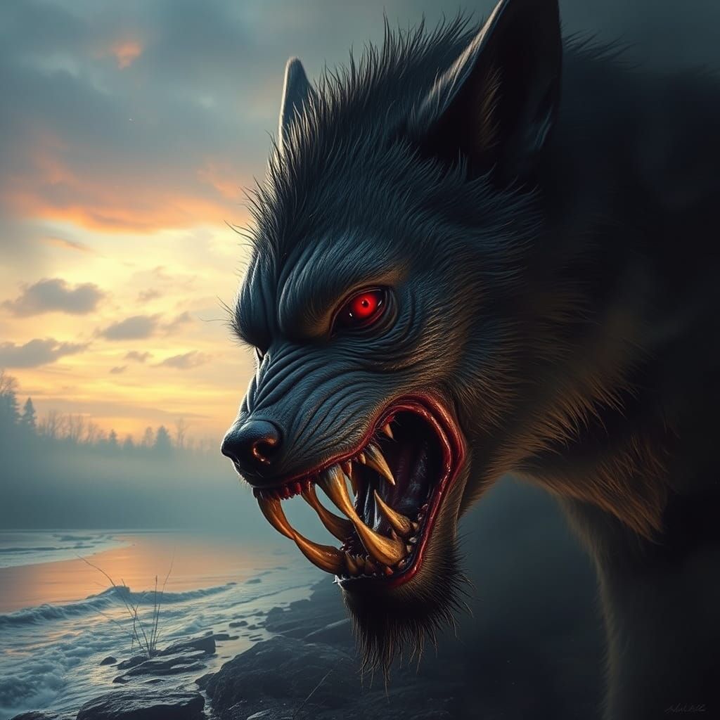 Surreal Transformation of a Lycanthrope into a Vampire at Da...