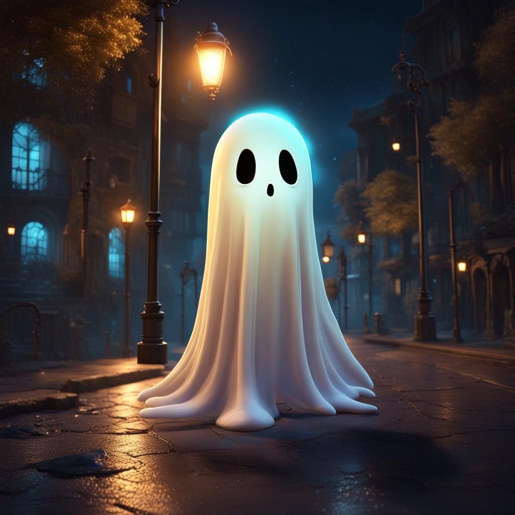 Whimsical Ghostly Encounter Under the Night Sky