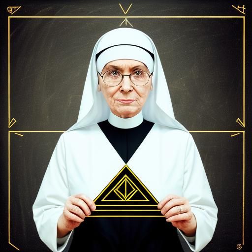 Nun at Blackboard in Pop Art Style
