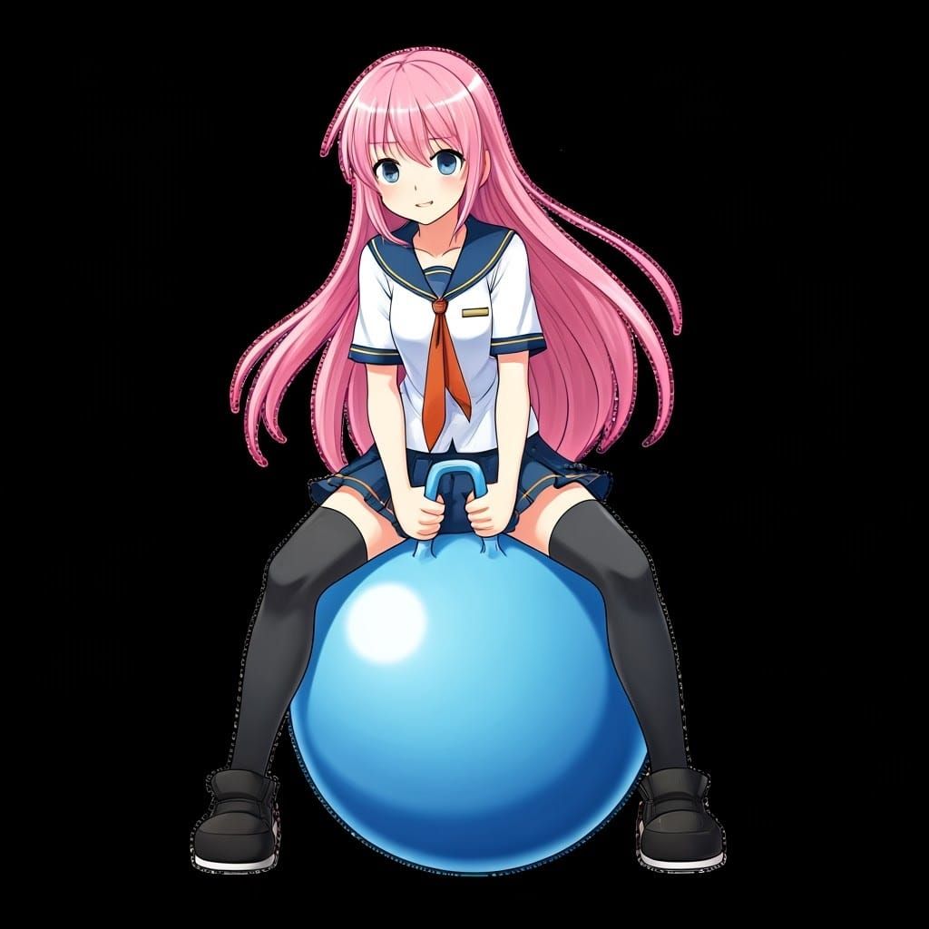 Megurine Luka Bouncing on a Hopper Ball