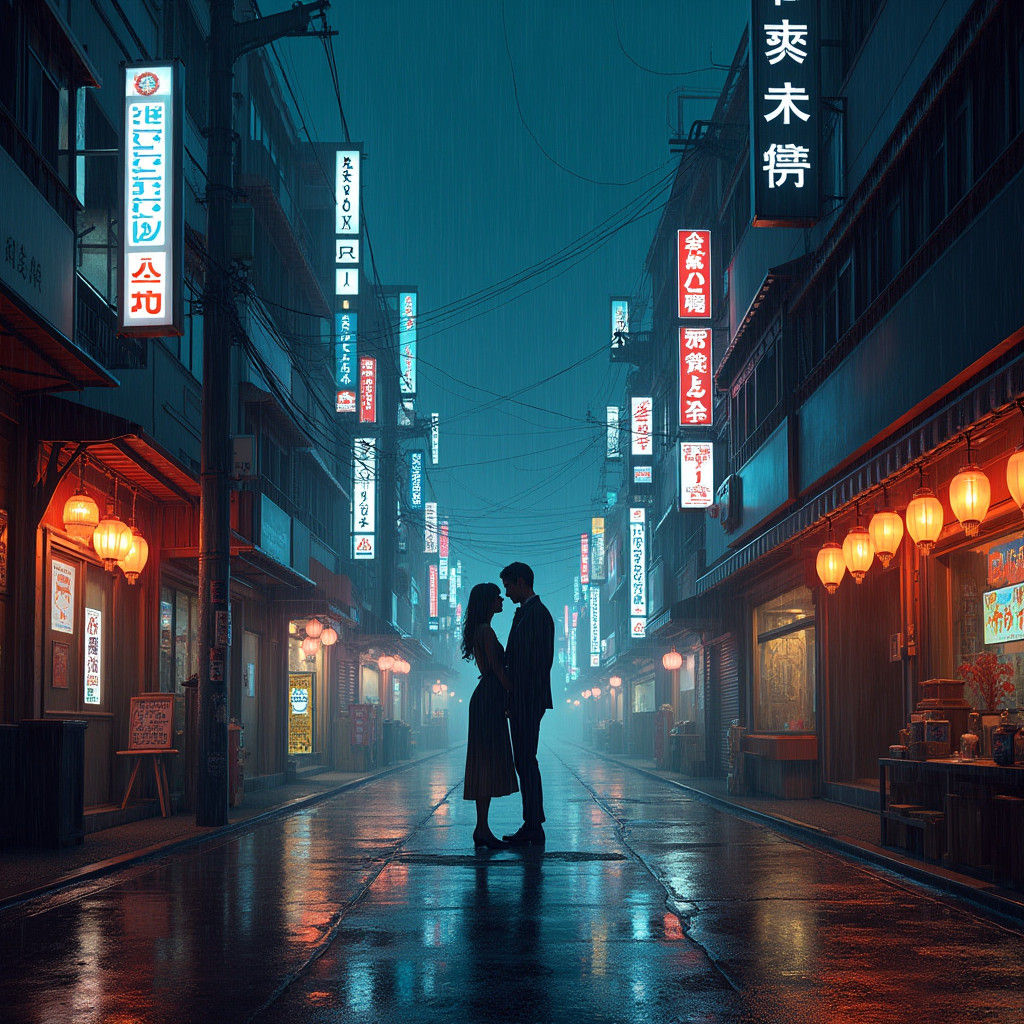 Neon Tokyo Night Dance in Digital Art Style