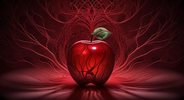 Glass Apple with Neuronal Connection in Dark Orchard