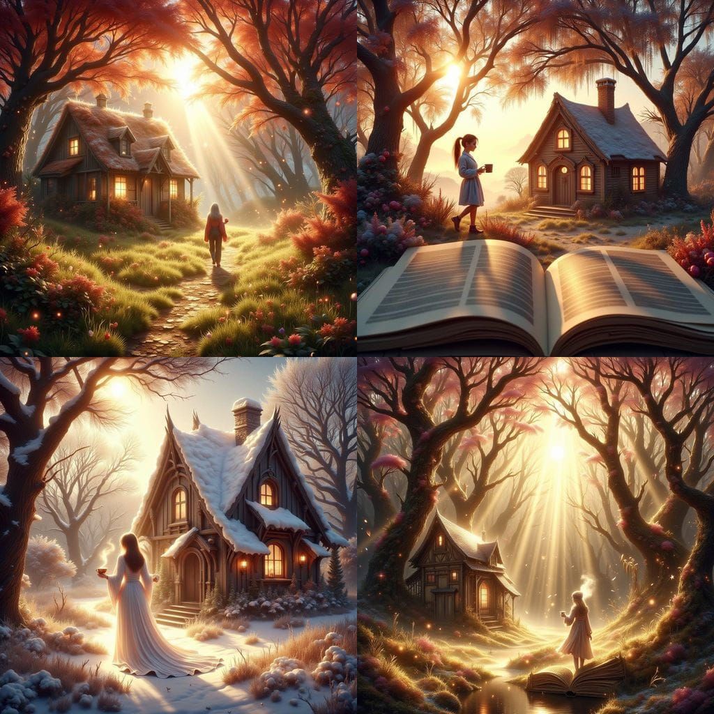 Woman Steps Out for Coffee in Golden Morning Light