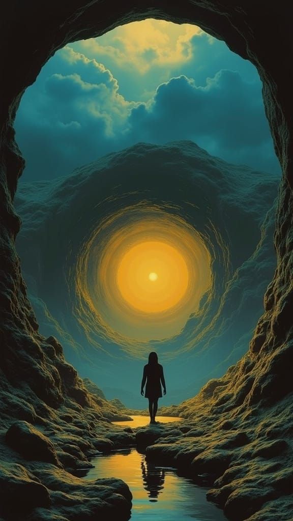 Dreamlike Elysium: Shimmering Golden Light Meets Velvety Sha...