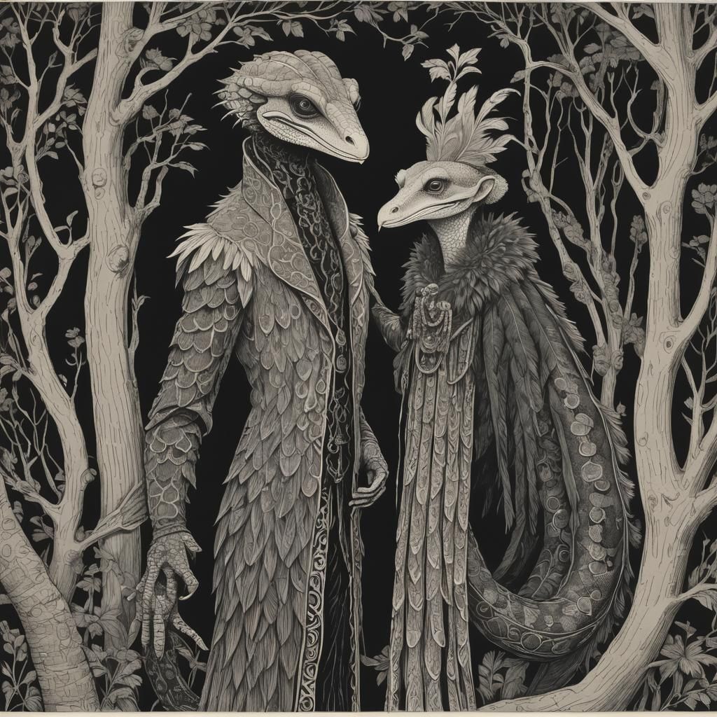 Boa Constrictor in Gothic Illustration Style