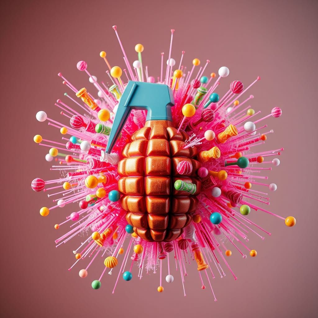 Colorful Candy Grenade Explosion as Digital Art