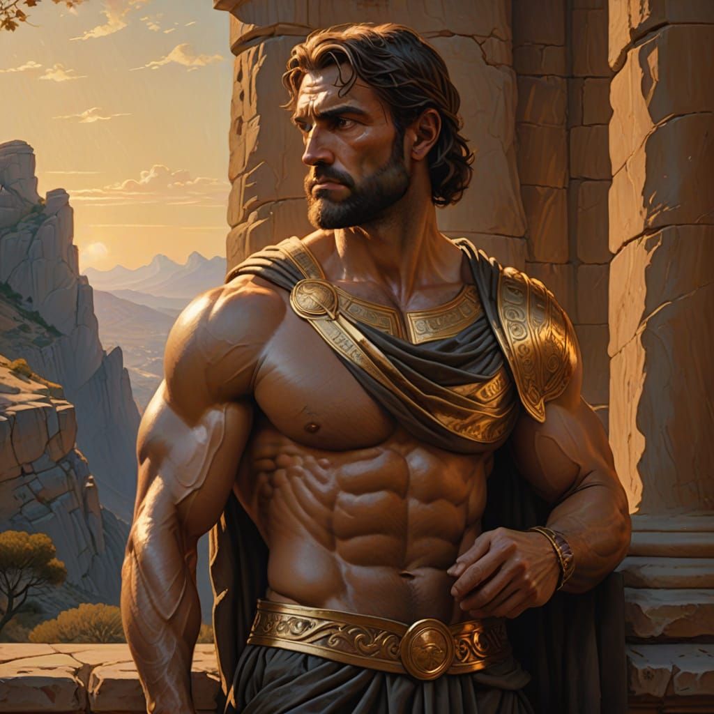Renaissance Painting Of A Muscular Greek Man