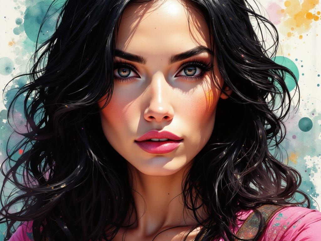 Megan Fox in Cyberpunk Style with Vivid Colors