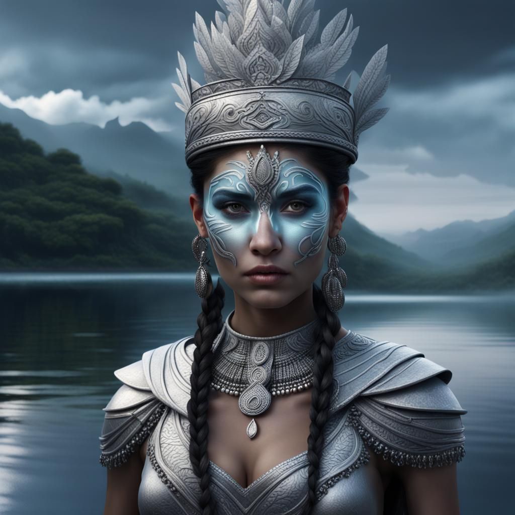 Mystical Inca Princess with Silver Face Paint
