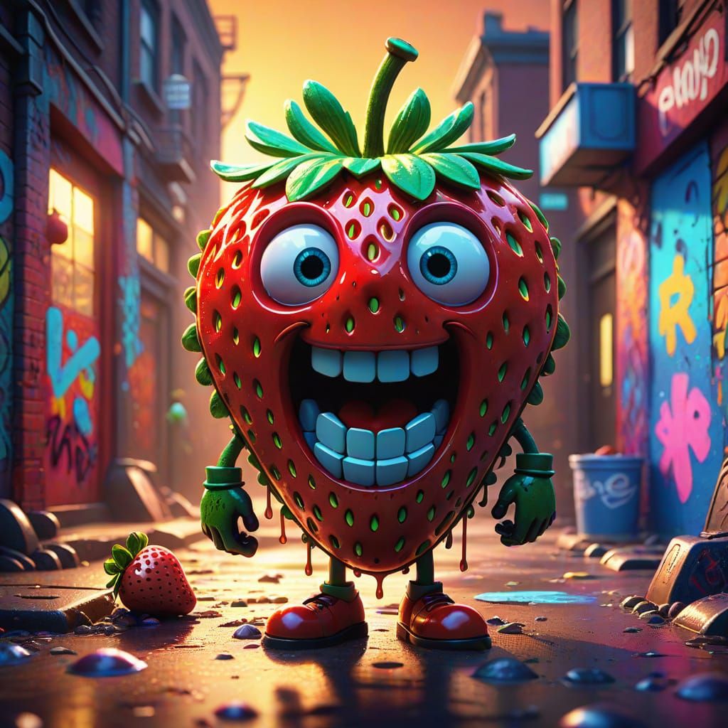 Hyper-Realistic Concept Art of Strawberry Candyman