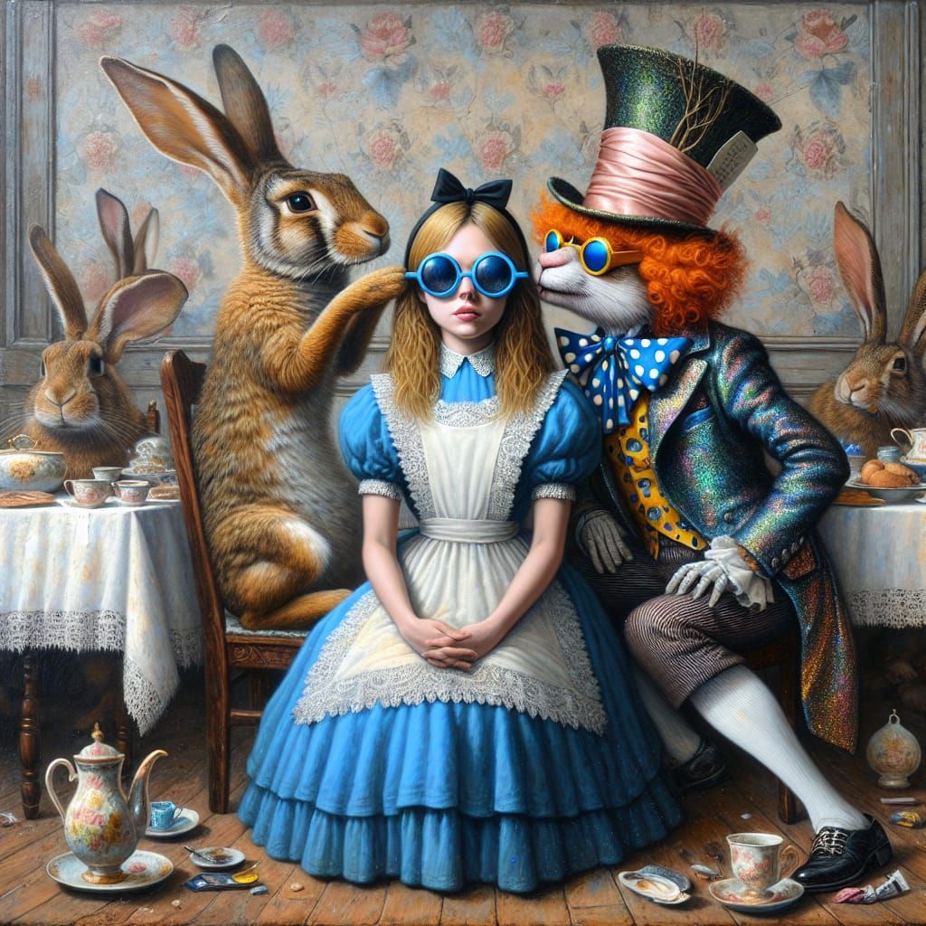 Alice in Wonderland Caricature as Oil Painting