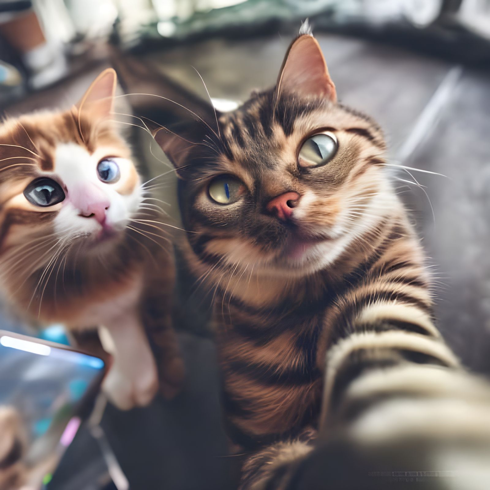 Cats Capture Selfie in Sharp Focus