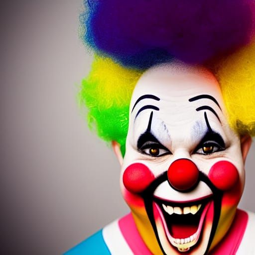Cheerful Overweight Clown Portrait in Bokeh Lighting