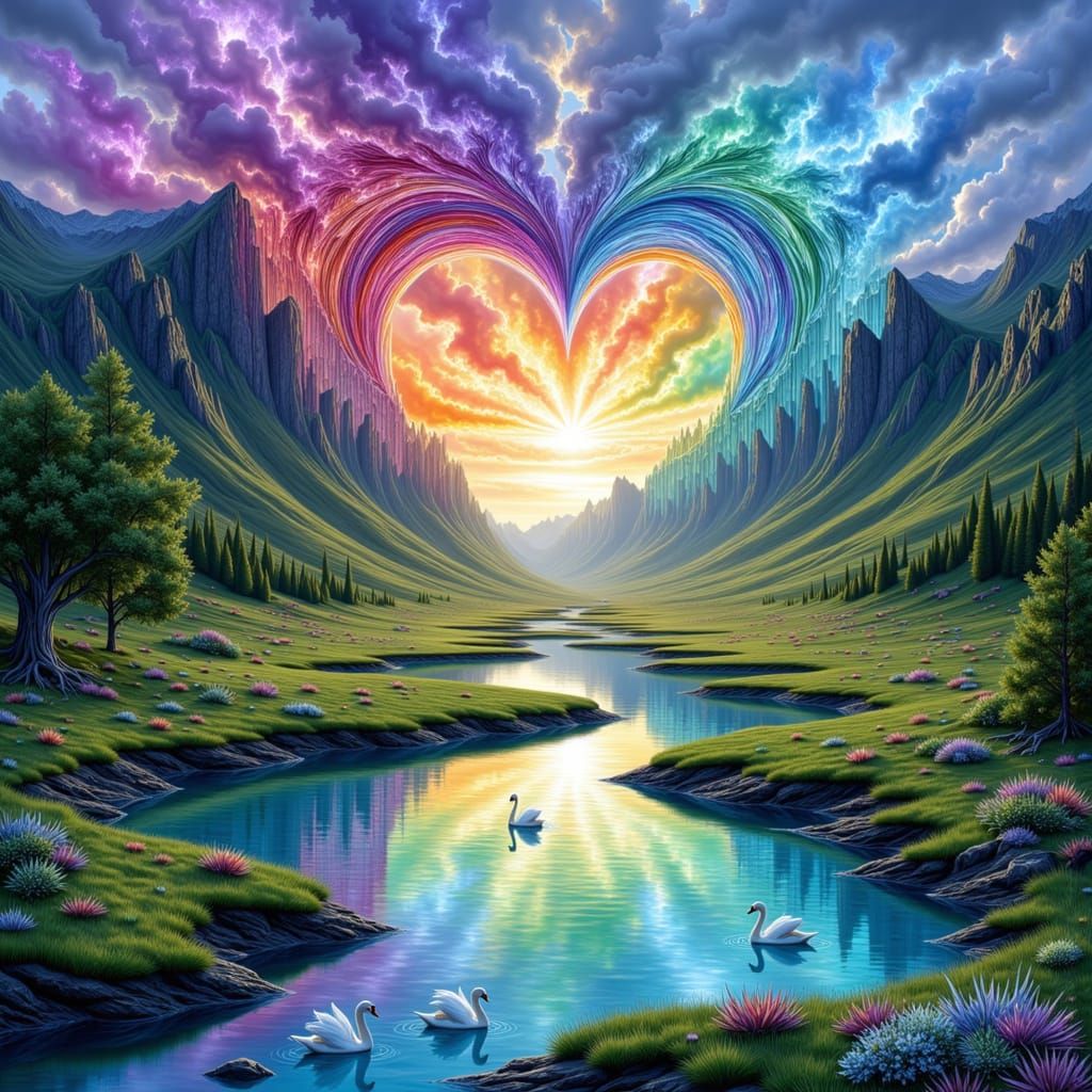 Rainbow Geode Valley: A Watercolor Fantasy