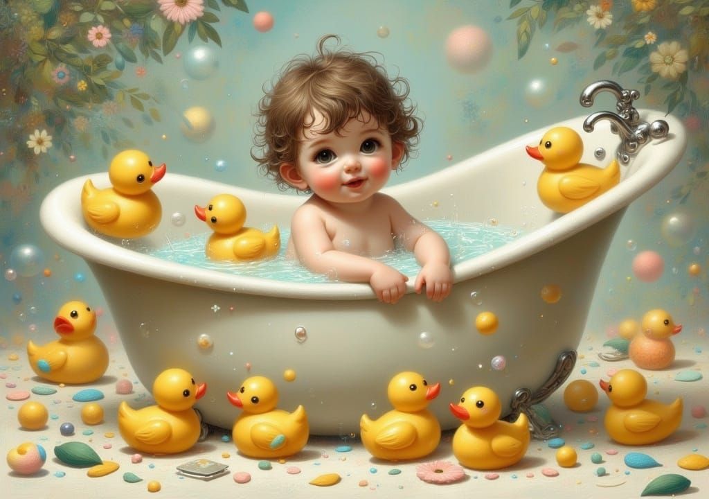 Baby's Bath Time: An Impressionistic Scene