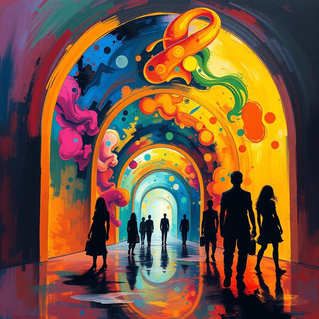 Abstract Expressionist Painting with Vivid Colors