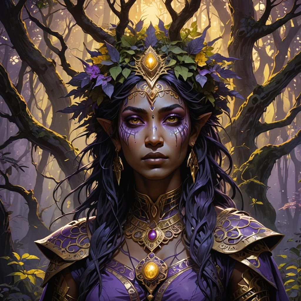 Kali in Mystical Forest: Dark Fantasy Concept Art