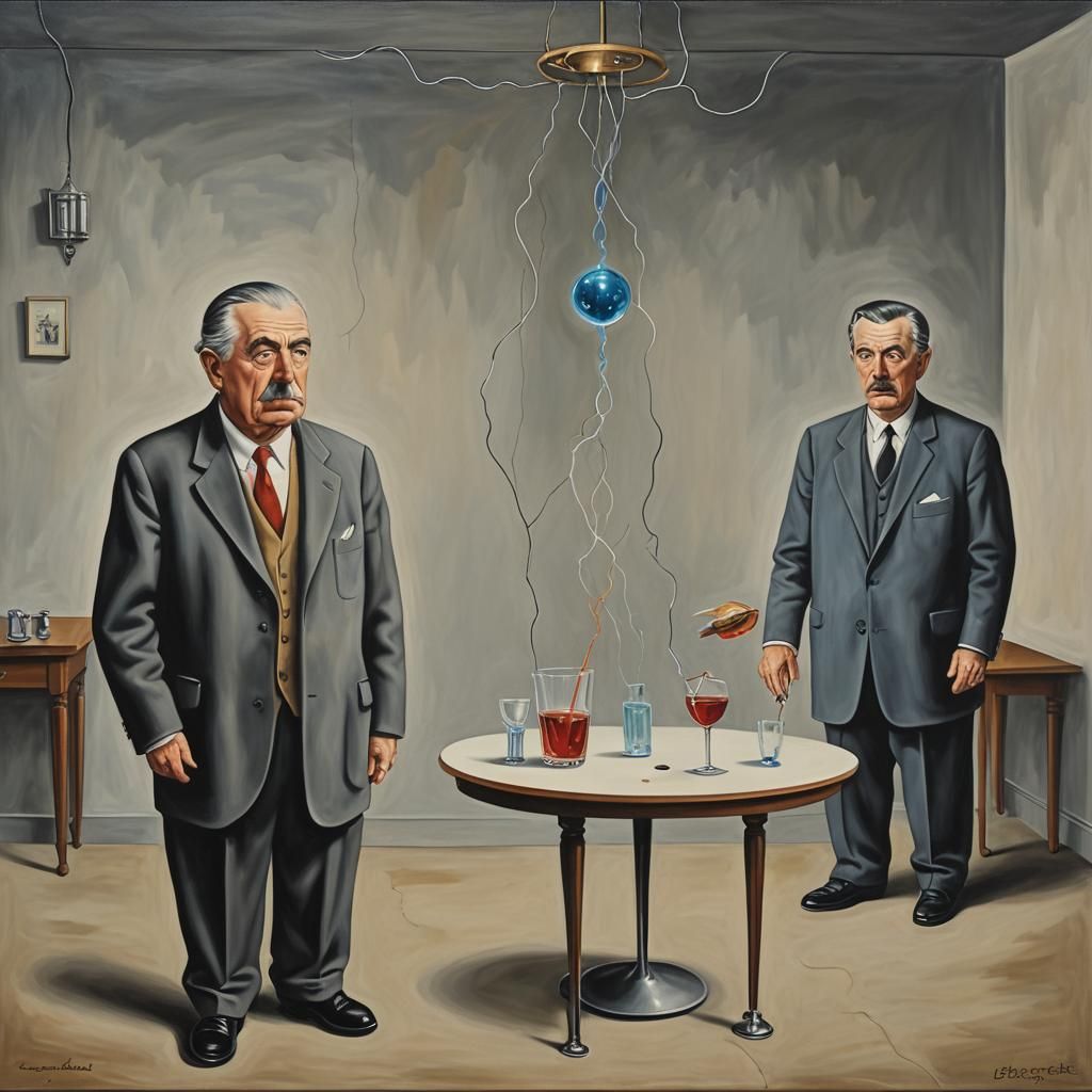 Electrons in a Bar: A Surrealist Quantum Scene
