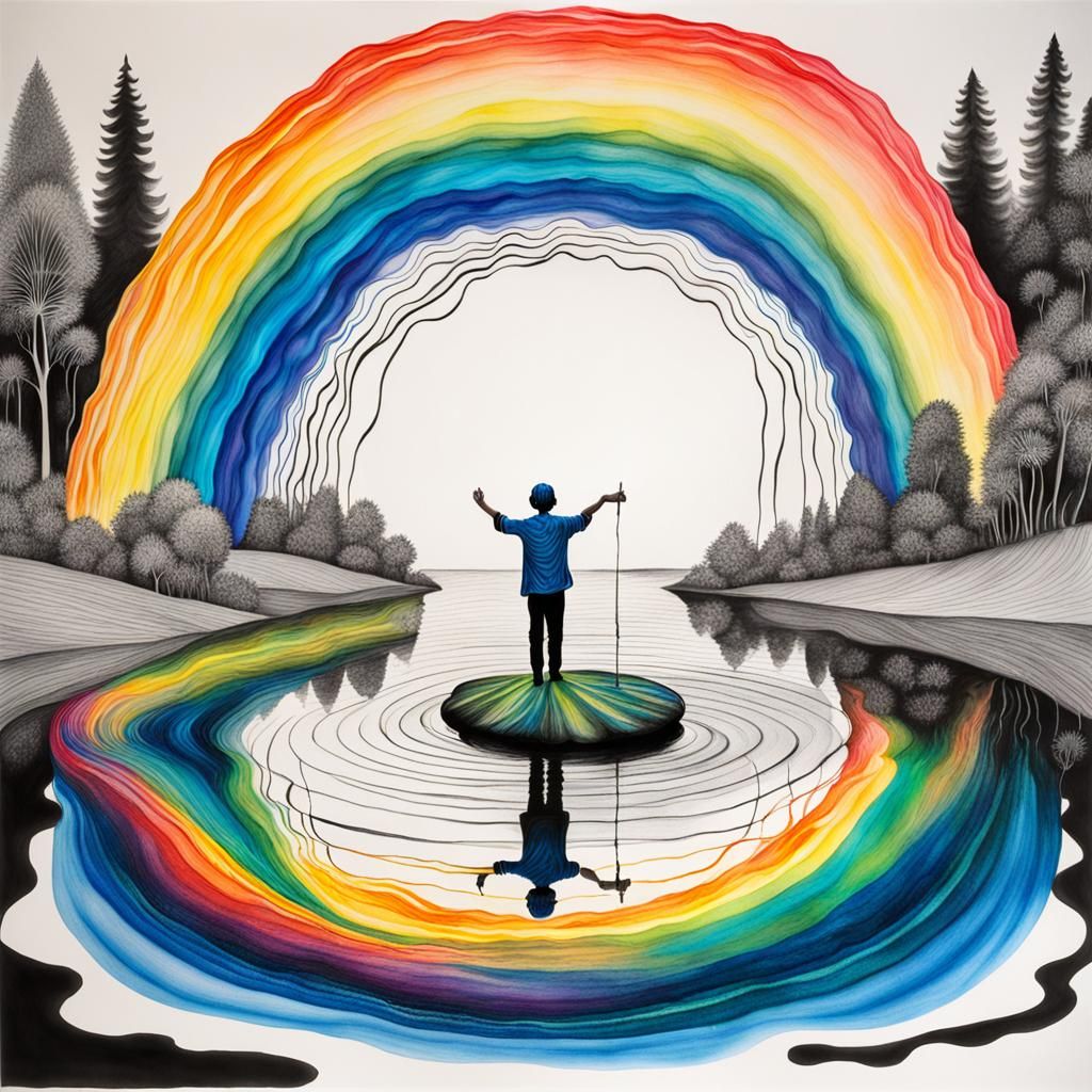 Colorful Non-Newtonian Fluid Lake Dreamer in Childlike Style