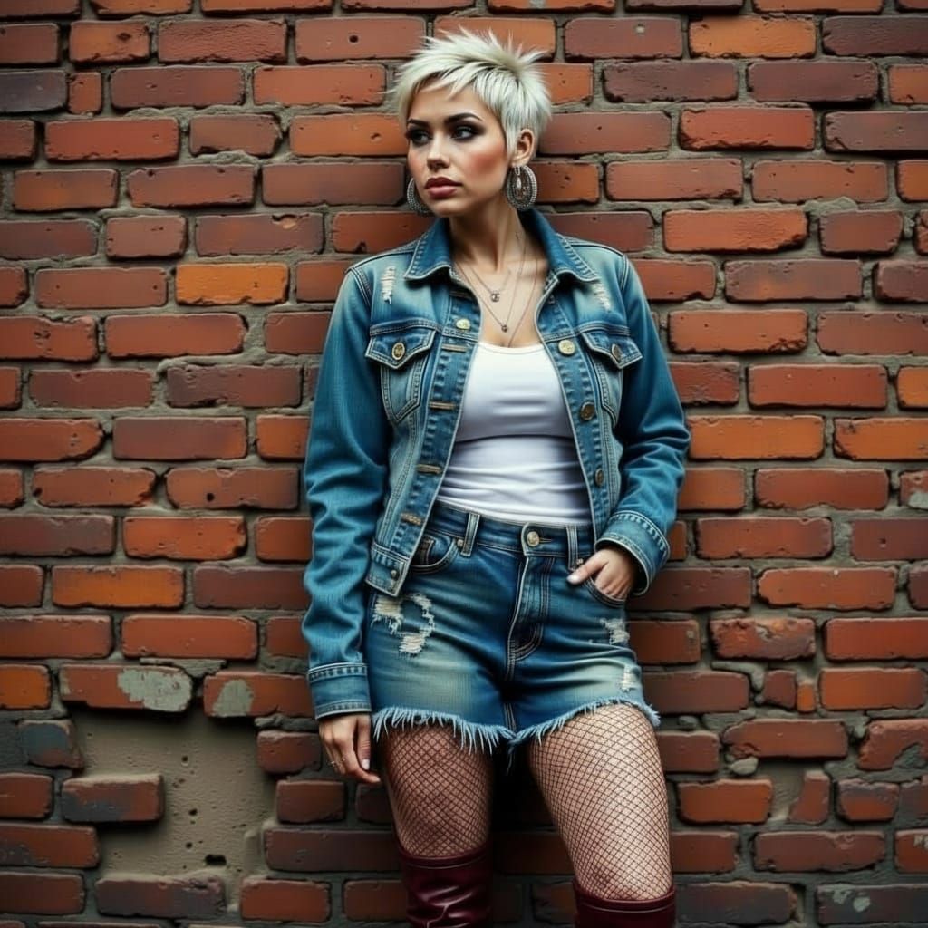 Provocative Woman in Trashy Punk Style