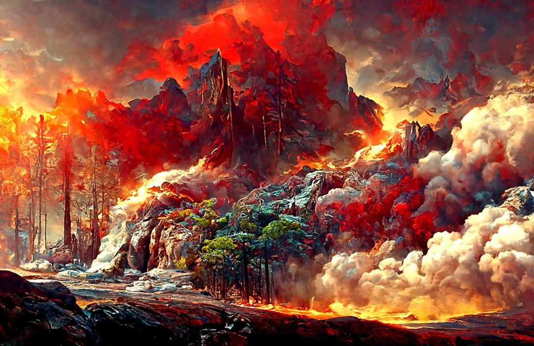 Inferno: Forest Fire Landscape Painting