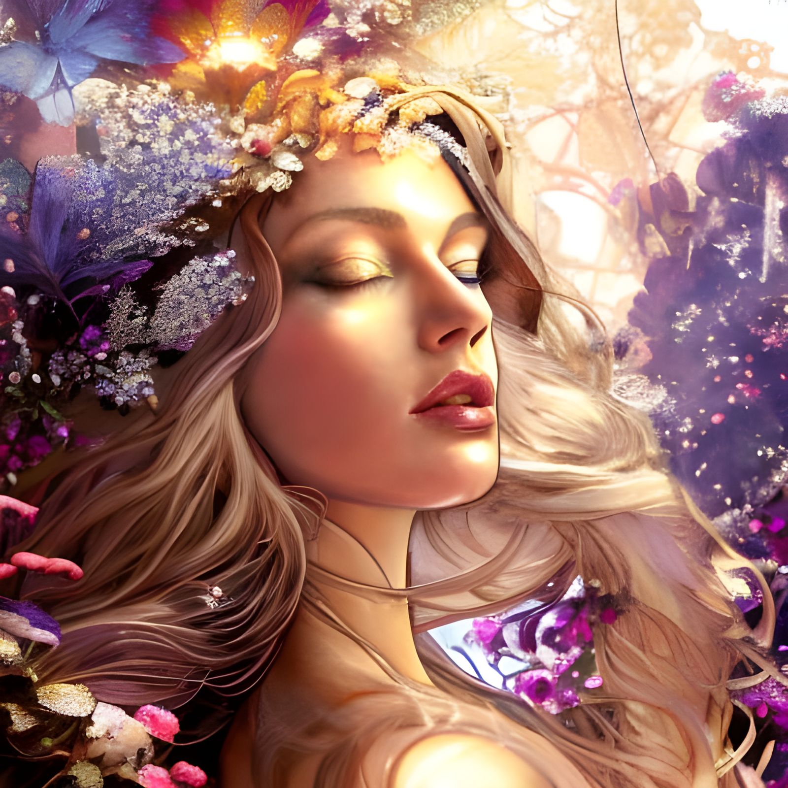 Diamond Flower Woman: Hyperdetailed Digital Art
