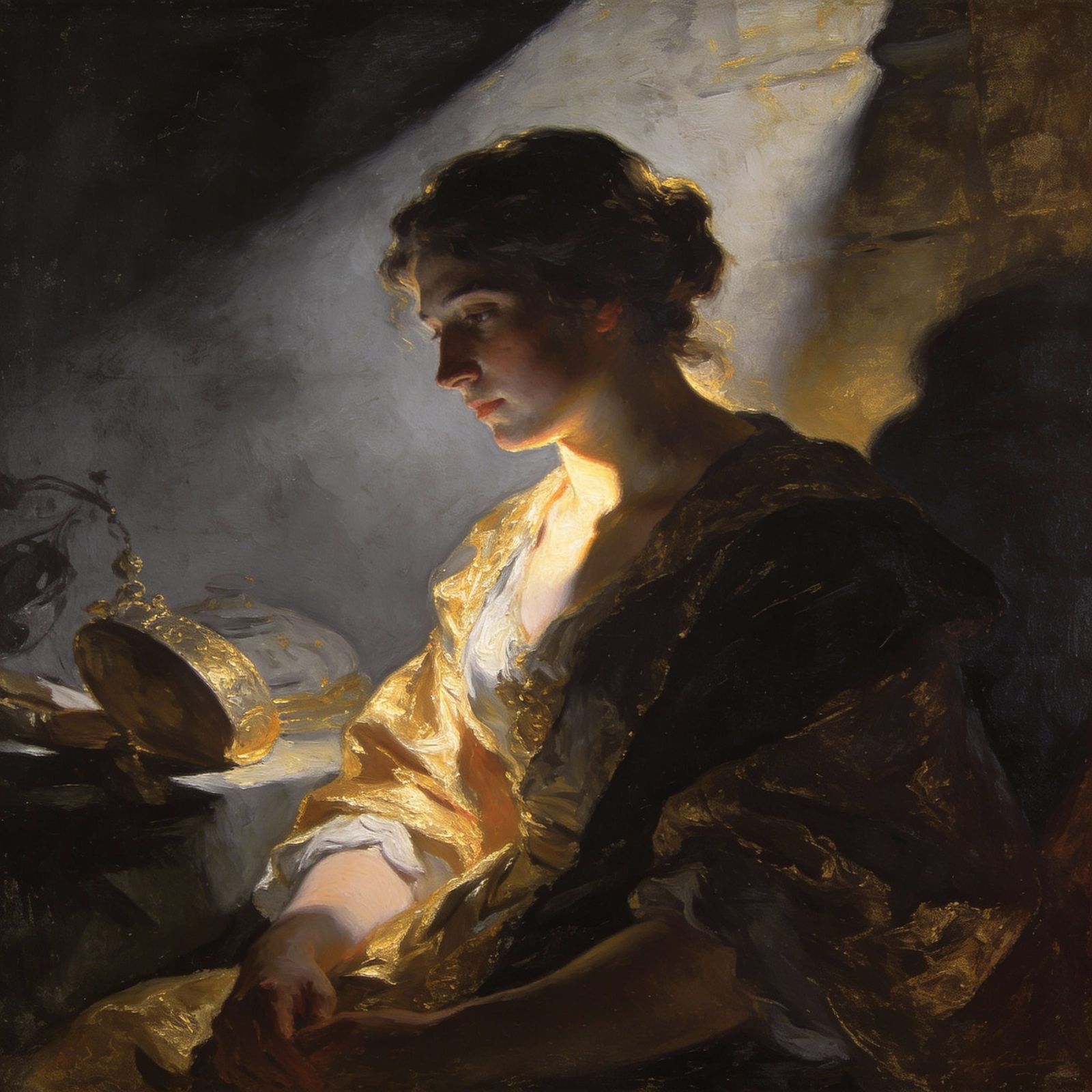 Masterpiece Artwork with Dramatic Light and Shadow