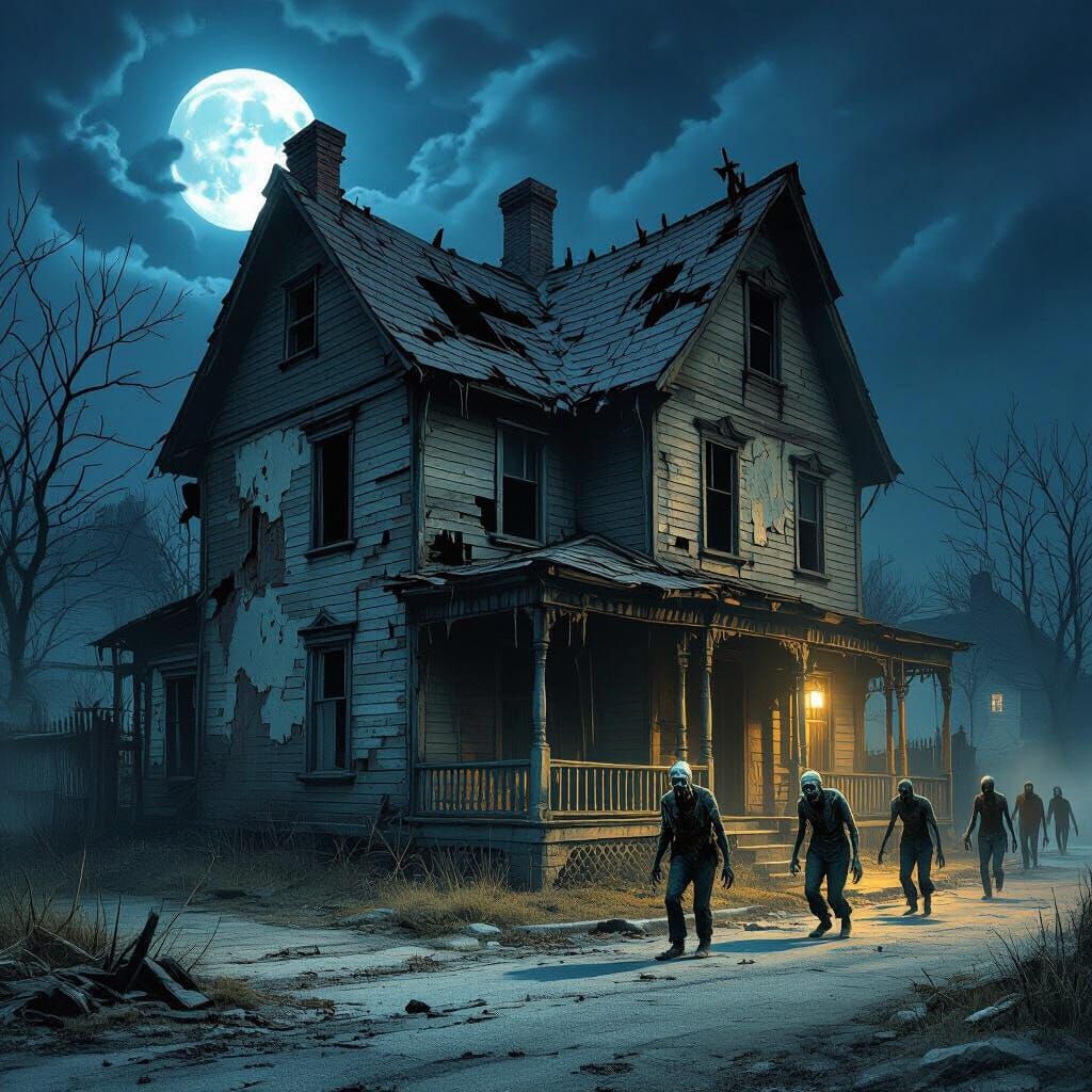 Eerie House of the Rising Sun with Zombies