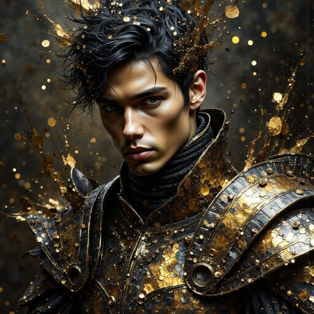 Fantasy Prince in Ornate Metallic Black Armor