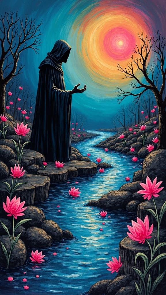 Kids Crayon drawing of the underworld  ,surreal (child's dra...