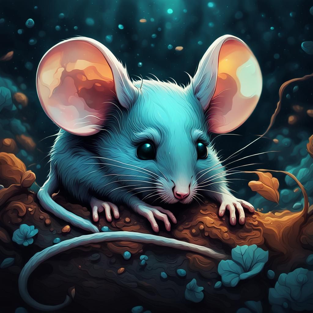 Creepy Cute Mouse Sleeping: Hyperdetailed Digital Art